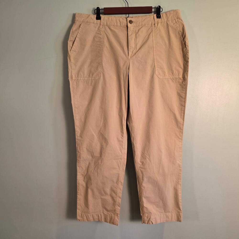 Orvis Women Mid Rise Stretch Cotton Straight Leg Chino Pants 20 Khaki Tan NWOT